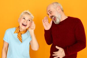 Senior-friendly visual representing communication hearing loss seniors.